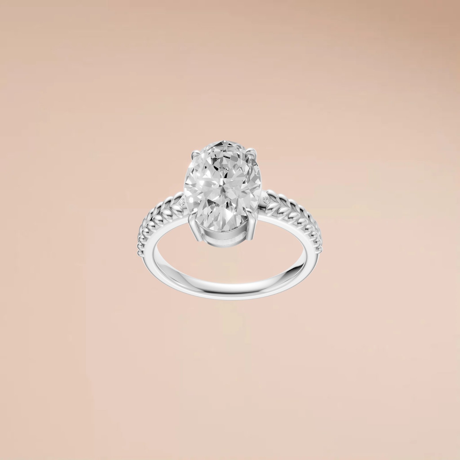 Three Stone Oval Lab Diamond Prong Set Solitaire Engagement Ring