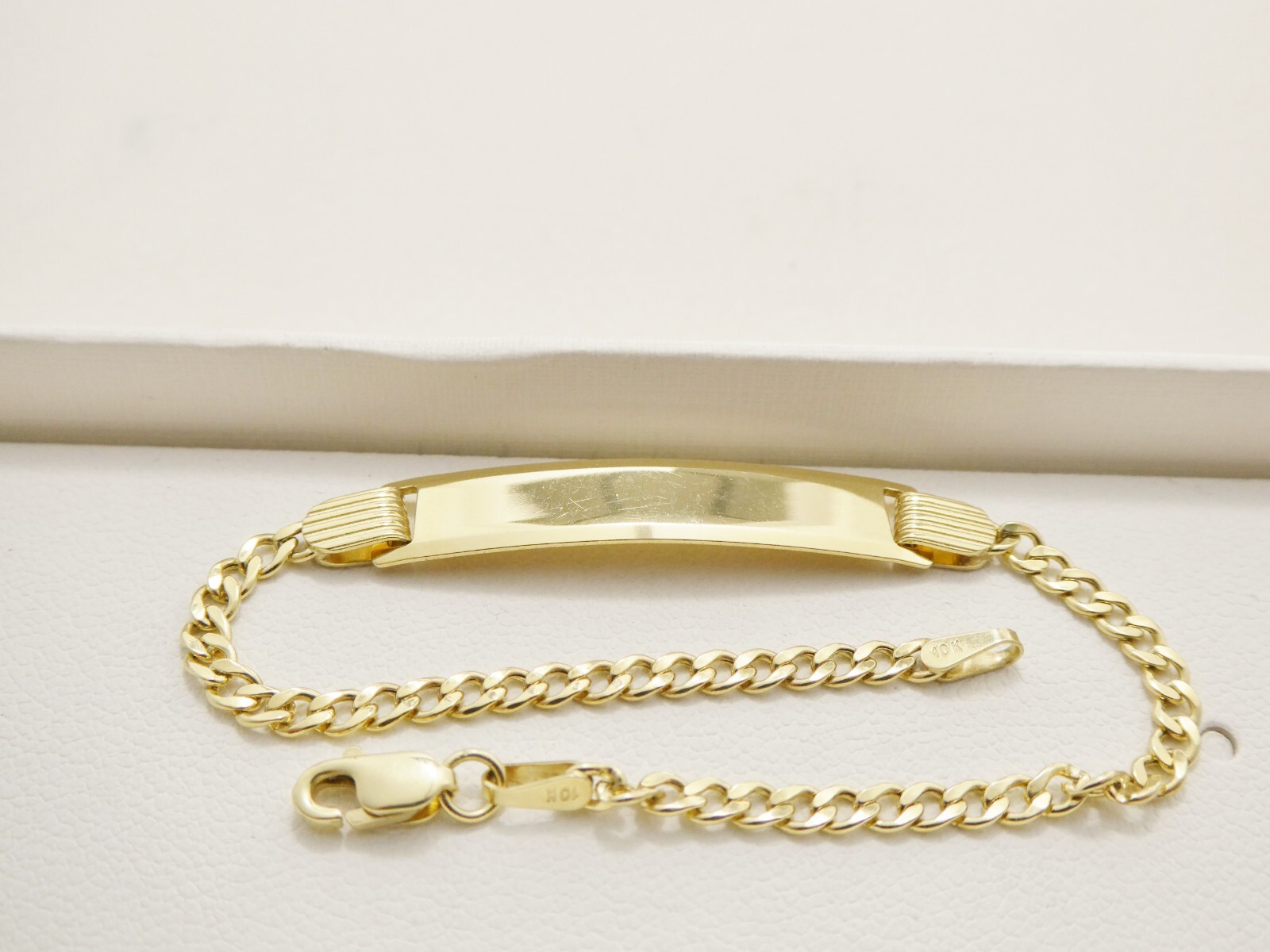 REAL 10K SOLID YELLOW GOLD 6 INCH CURB STYLE BABY BRACELET