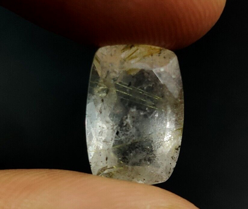 Rutilated Quartz Loose Gemstone 14X9.7X7mm Cushion Faceted Cut W8