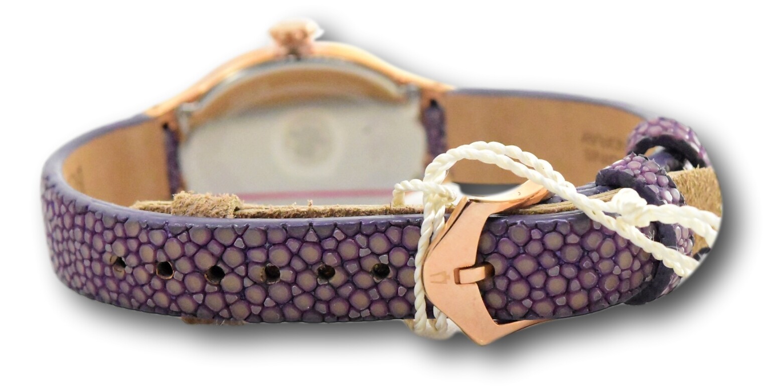 Bulova Women’s 25mm Rose Gold Diamond Bezel Purple Stingray Leather Watch 98R198