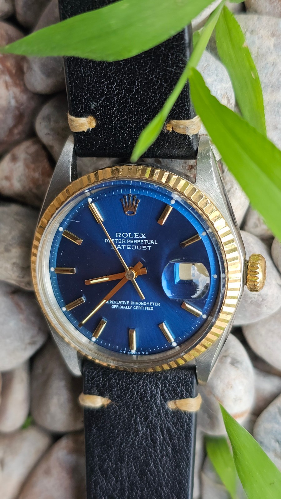 Rolex Datejust 1601 Blue Pie-Pan Dial Two-Tone Men’s Automatic Watch 1974