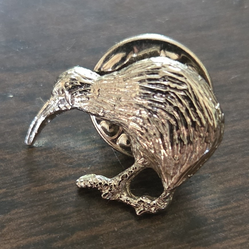 Kiwi Bird Lapel Pin Tie Tack Silver Tone Metal Post Clutch Back