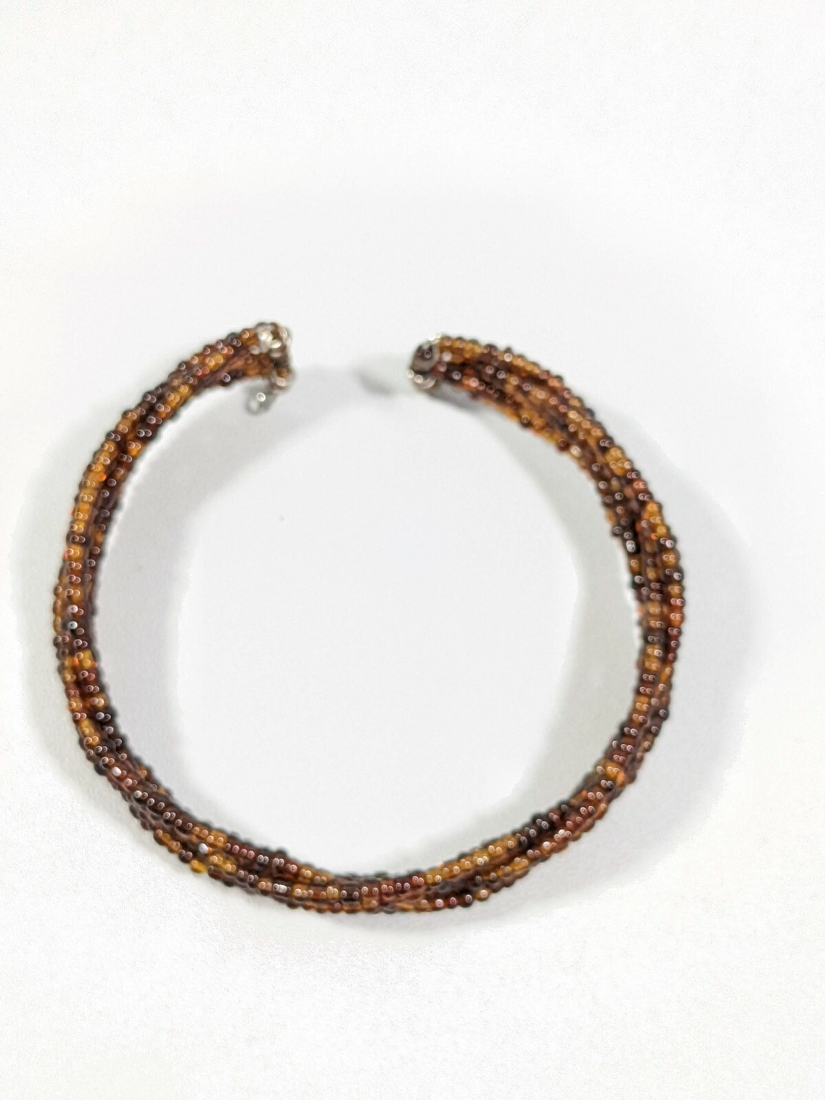 Artisan Brown Bead Braided Open Cuff Tribal Style Bracelet