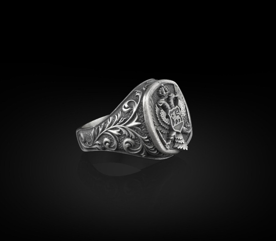 Winged American Eagle Men’s Ring 925 Sterling Silver Oxidized Ring Duty free