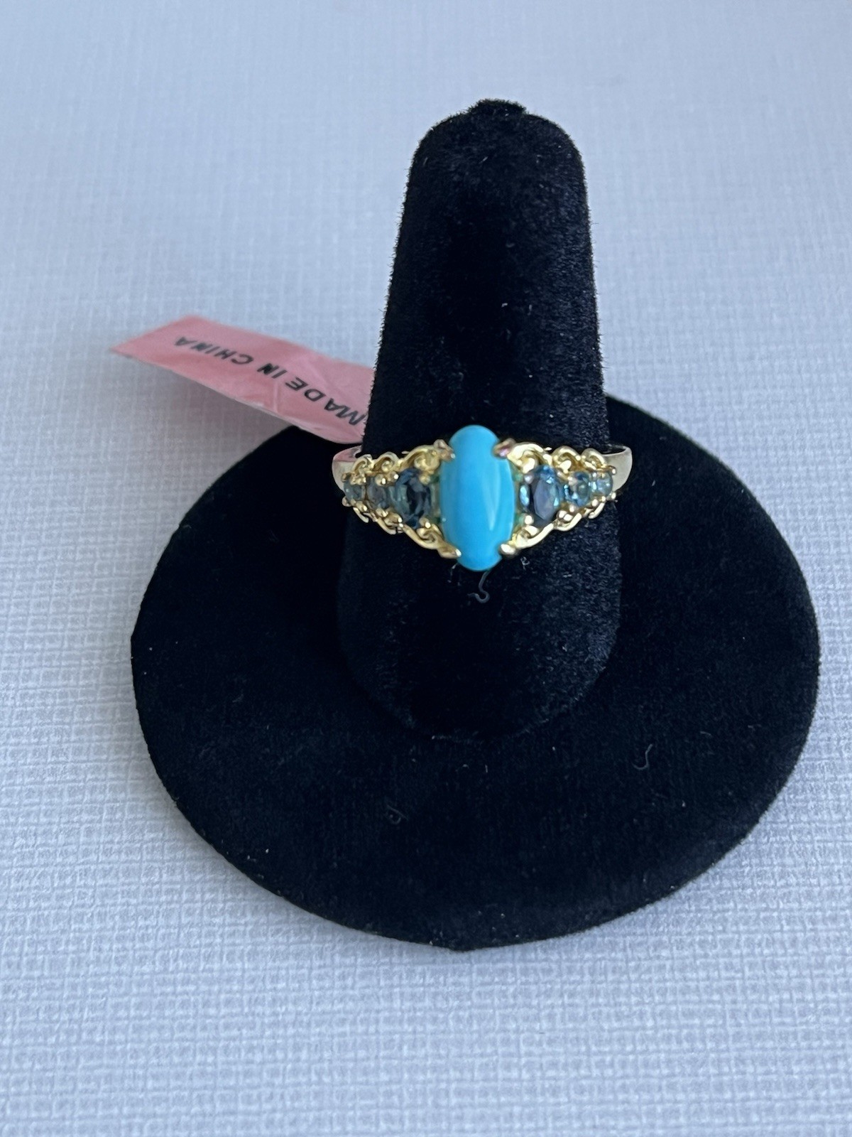 Sleeping Beauty, Turquoise, & Blue Apatite Cocktail Ring Set In Gold Sz 8 NWT