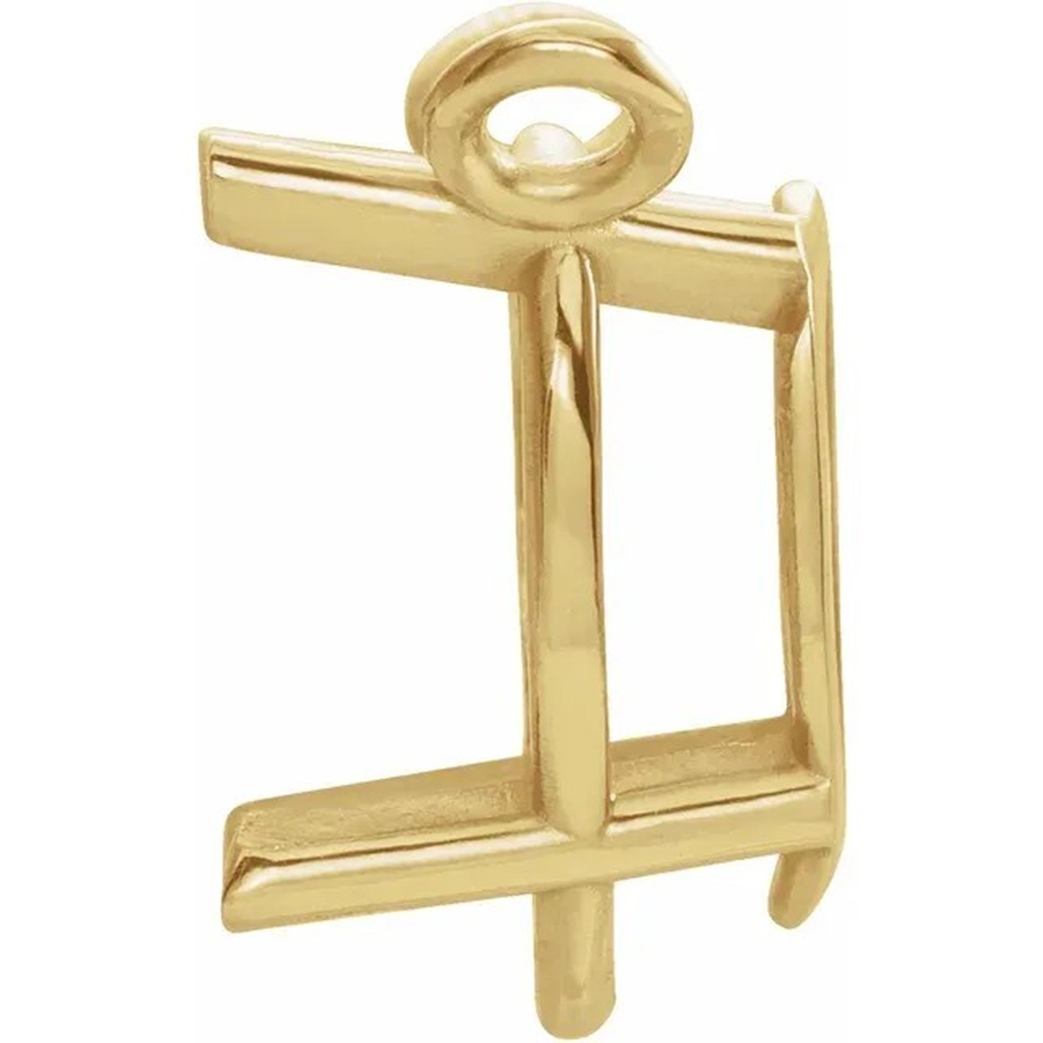 Necklace Center Mounting Solid 14K Yellow Gold Pear Cut 4 Prong Basket Setting
