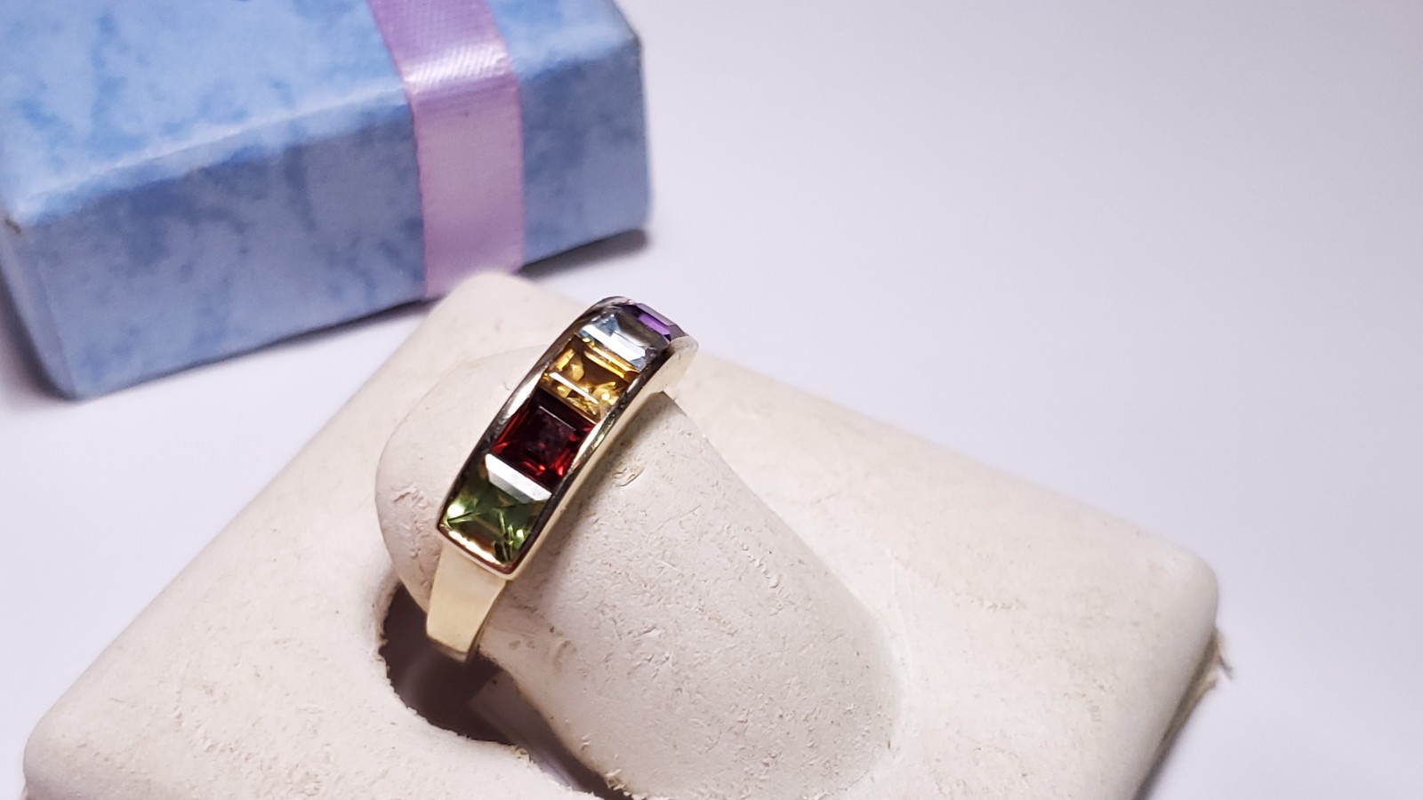 Estate 2.5ctw Natural Multi Gem Princess Channel 10Kt Yellow Gold Band Ring24733