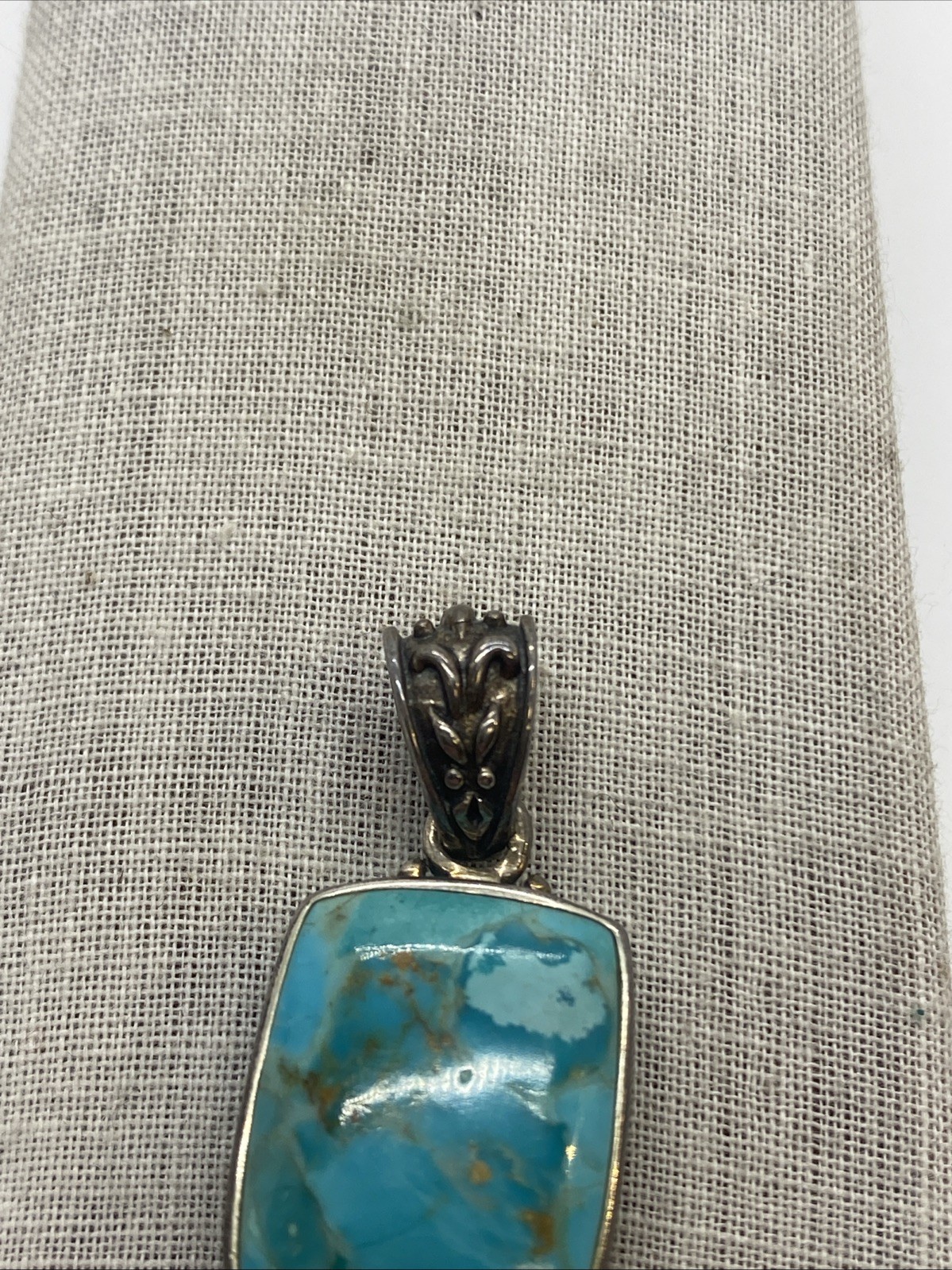 Sterling Silver Turquoise & Black Onyx Rev Southwestern Rectangular Pendant
