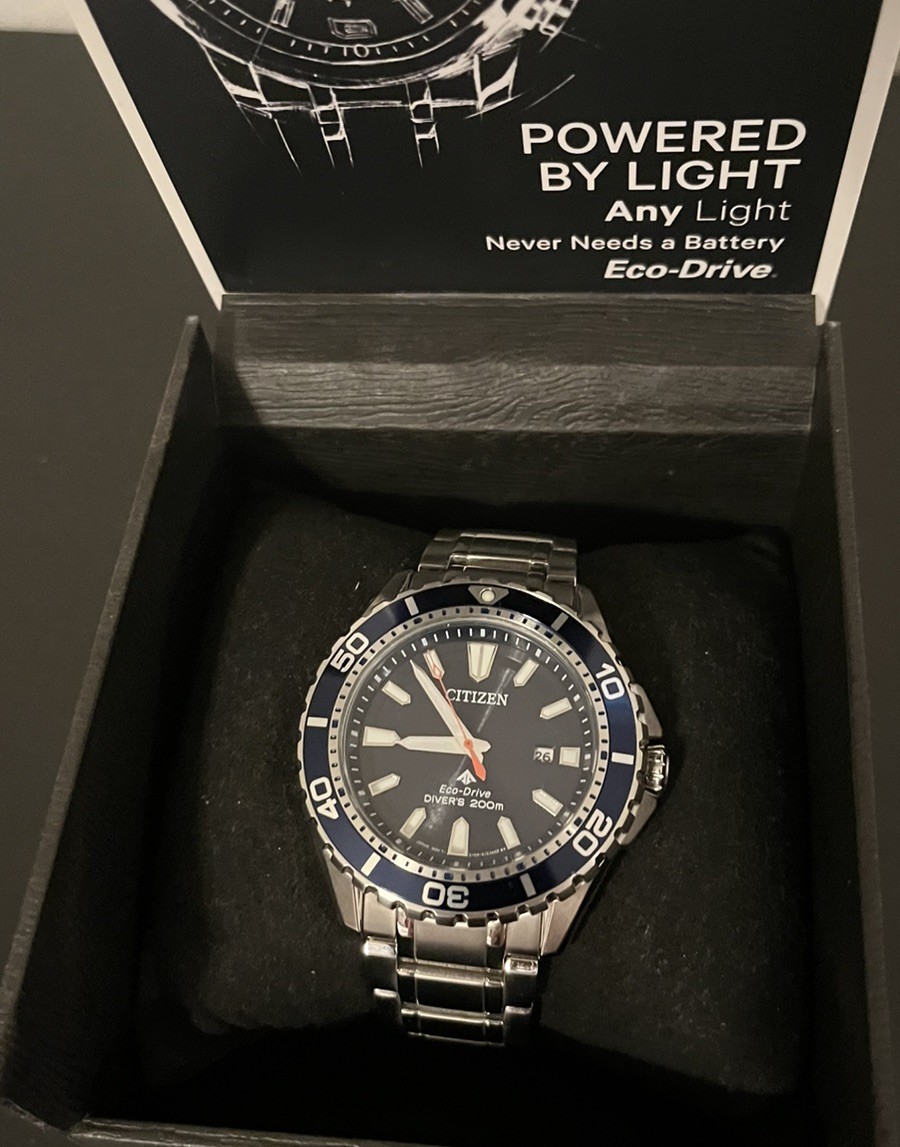 CITIZEN MEN’S $450 ECO-DRIVE PROMASTER DIVER’S BLUE WATCH DATE WR200M BN0191-55L