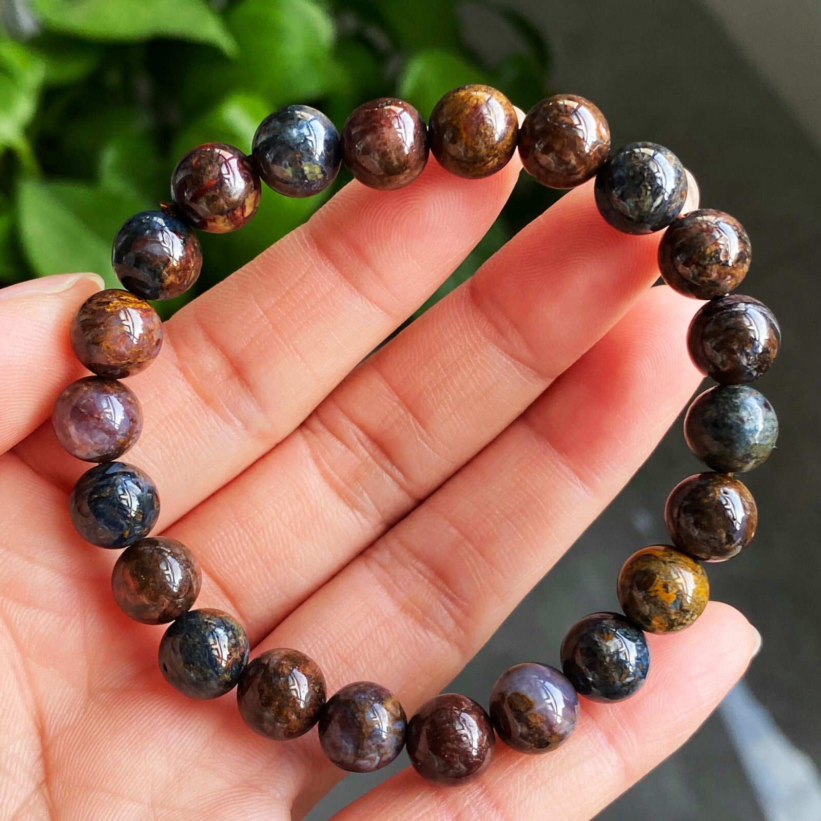 8.7mm Natural Color Pietersite Namibia Gemstone Beads Bracelet Z53