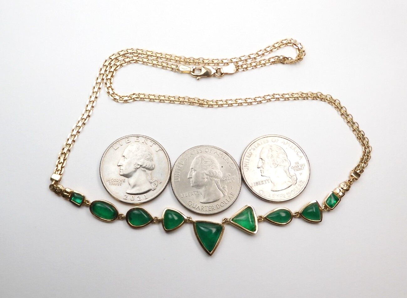 Colombian Emeralds Necklace 6.50 Cts 18K Yellow Gold Pre-Colombian Style Fine