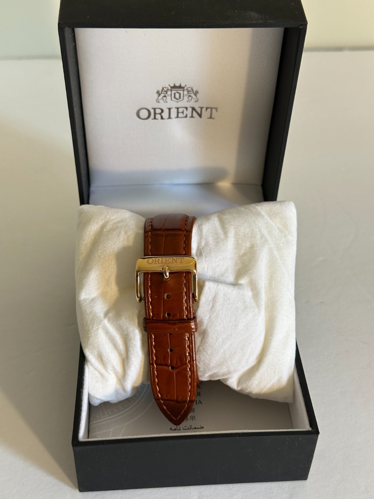 Orient Bambino FAC00002W0 Automatic Watch Gold Case Box Papers Excellent