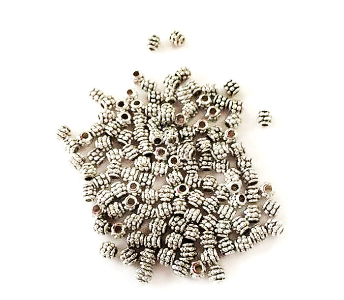 20 Silver Plated Beads Metal Spacers Approx. 4mm x 3mm 20 beads (#s111)