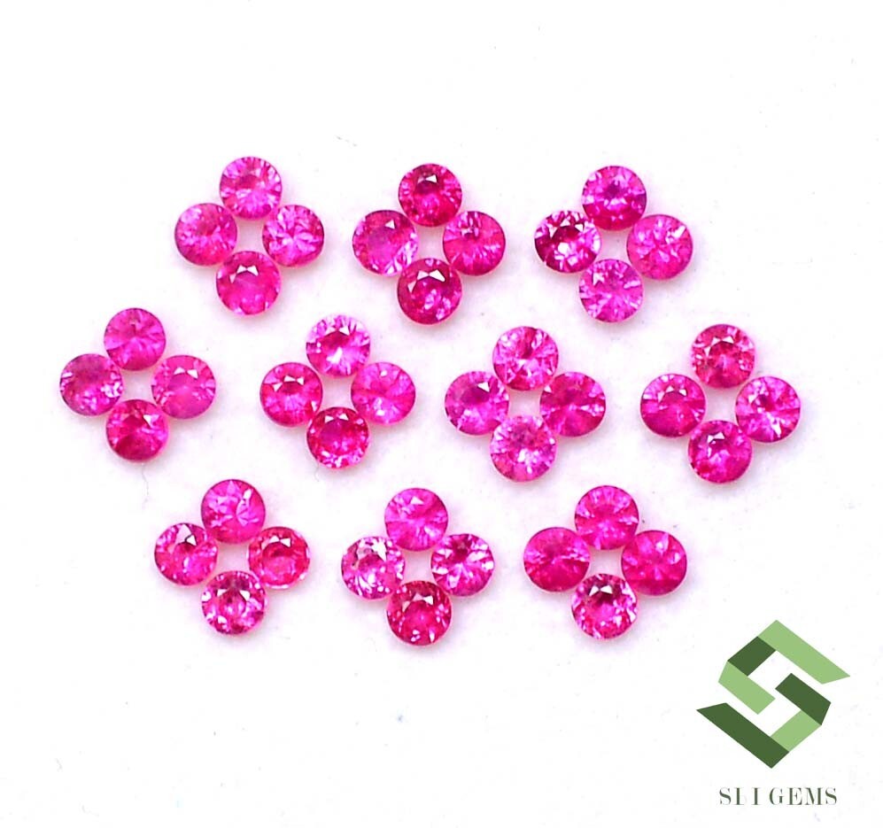 2.50 mm Natural Ruby Round Diamond Cut Lot 40 Pcs 3.06 CTS Loose Gemstones