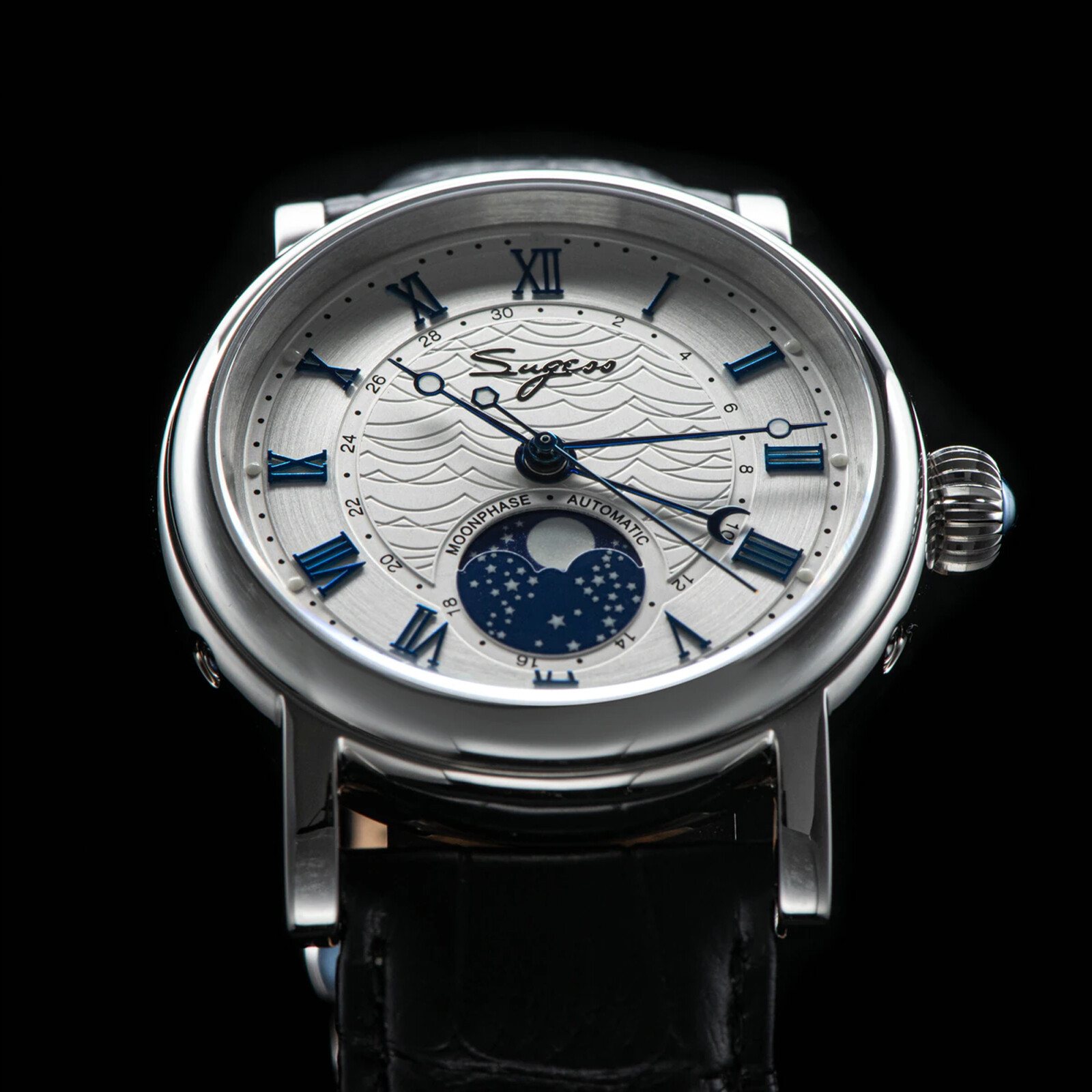 Sugess MoonPhase Master High Beat Mechanical Mens Watch Seagull 1963 SU2108SZ