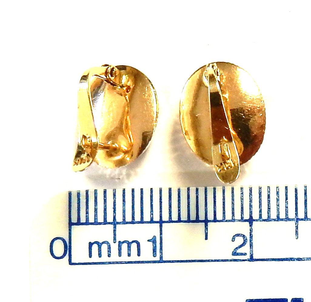 14K Yellow Gold Lined Laser Cut Black Onyx English Lock Earrings 11x9mm