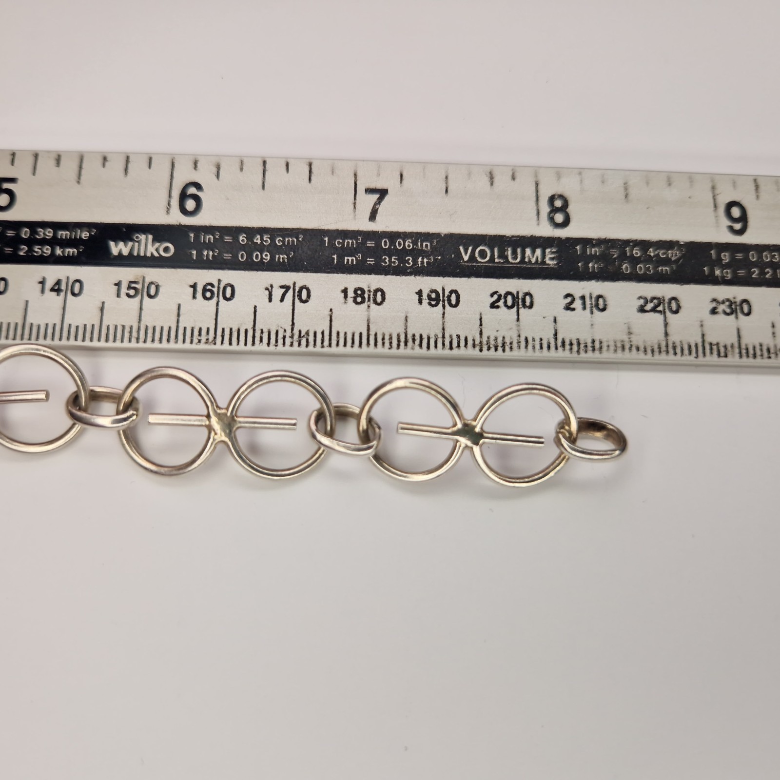 Modernist Scandinavian Bracelet 800 Silver Continental Locked Circles 21.5cm