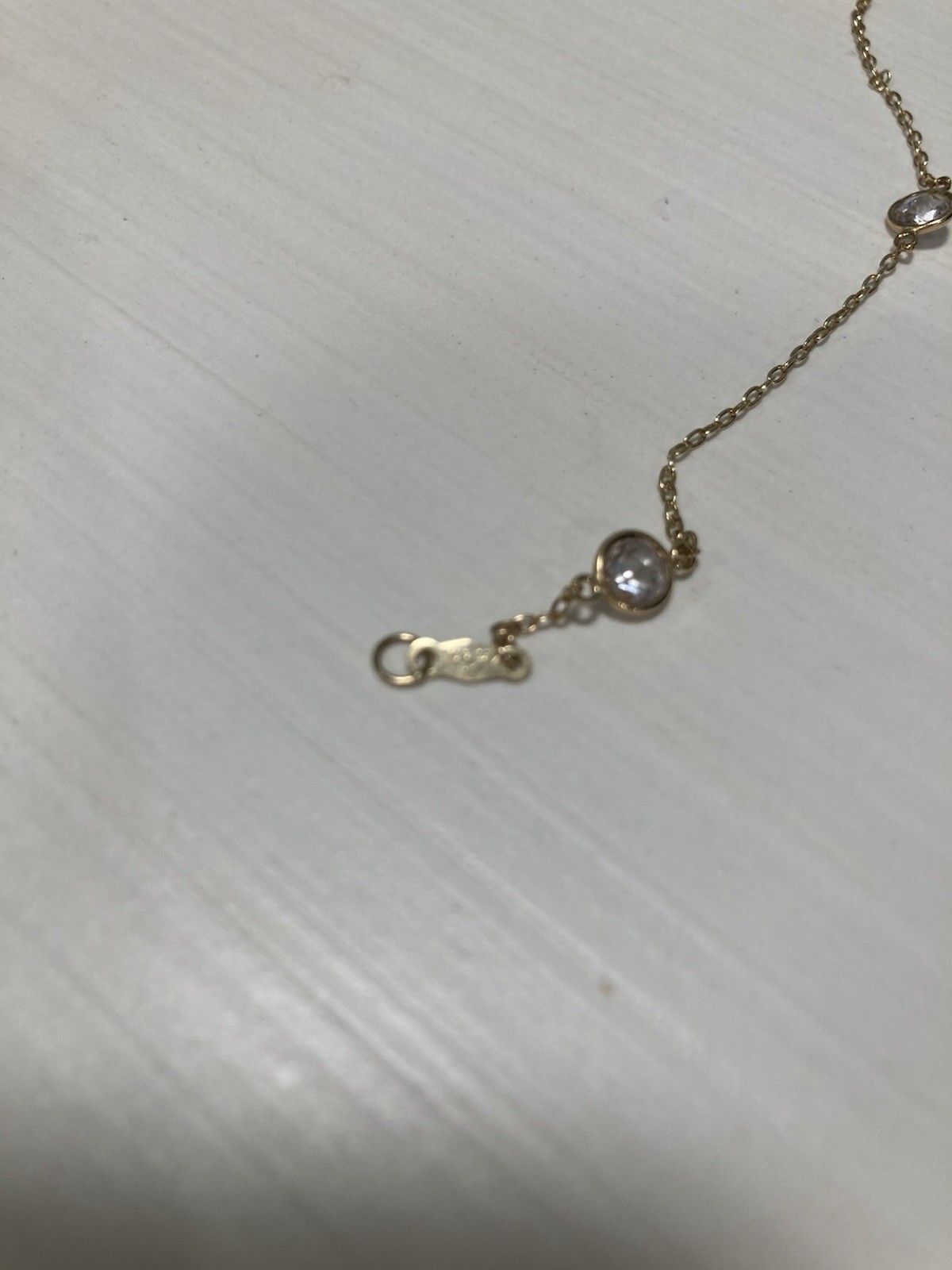 QVC Diamonique by the Yard Anklet 14K Yellow Gold & CZs 10.5″ Ankle Bracelet