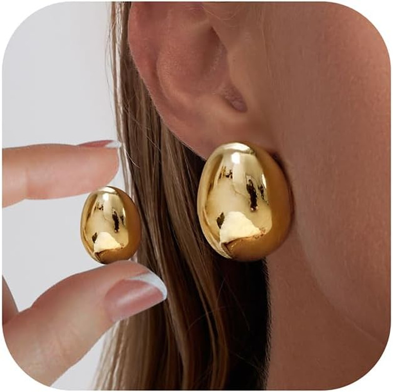 2/3 Pairs Chunky Gold Earrings for Women Trendy, 14K Gold Plated Statement Earri
