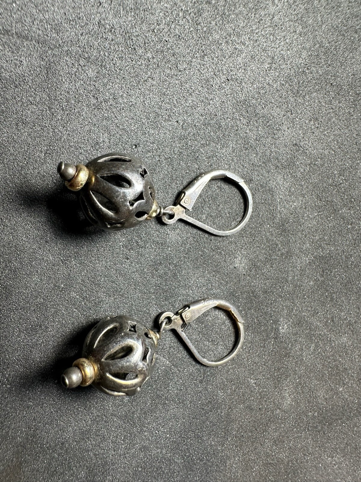 3.17g Sterling Silver Vintage 925 Filigree Perfume Bottle Dangle Drop Earrings