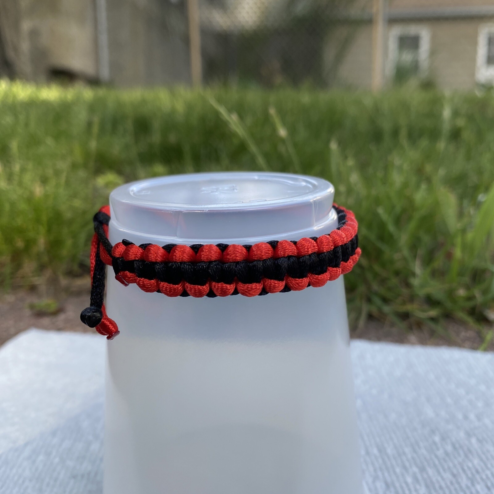 ALBANIA Bracelet Byzylyk RED BLACK Satin Rattail Cord Shamballa Nylon Macrame