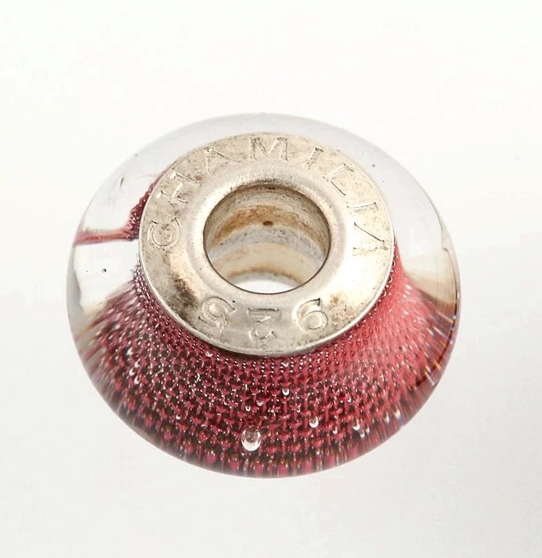 Chamilia OB-193 Cranberry Mesh Murano Bead Charm – Sterling Silver RETIRED