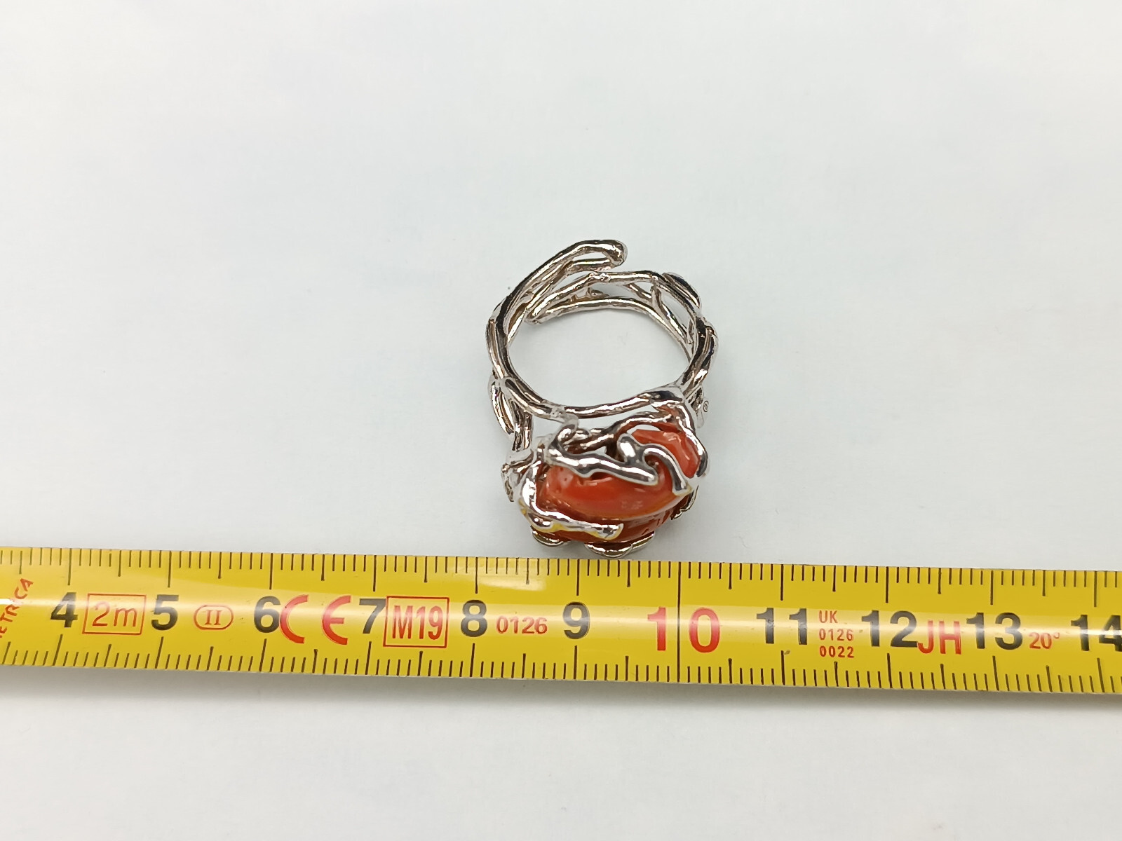 Women’s Ring Real Red Italian Red Silver White 925 Adjustable Band