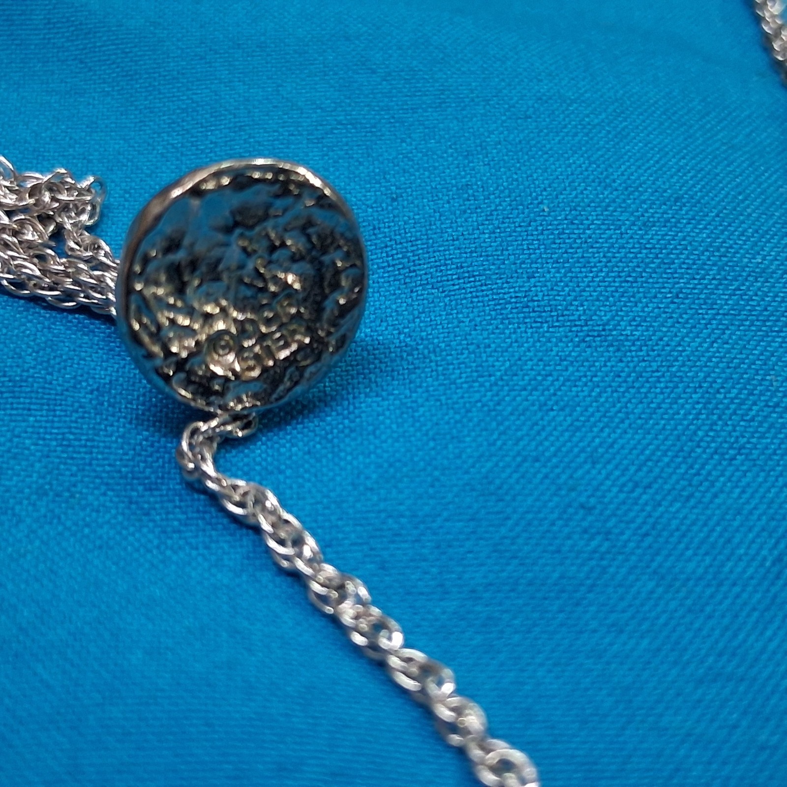 JCF STER Marked Polished Hershey Kiss Designed Pendant Double Chain Necklace
