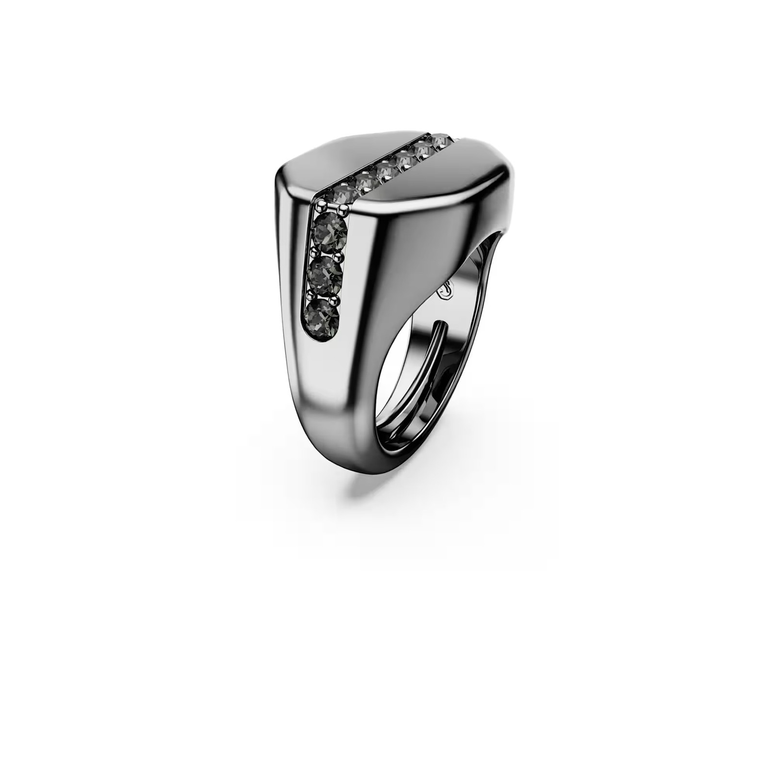 Swarovski Dextera Ring, Octagon, Black, Ruthenium Plated 5732868 Size 50-55