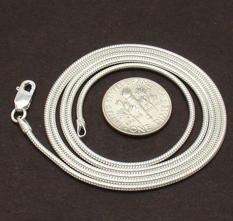 1.15mm Solid Snake Chain Necklace with Lobster Clasp Real 925 Sterling Silver