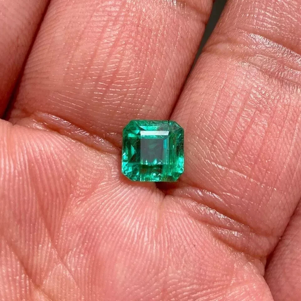 Natural Green Colombian Emerald Asscher Cut 9×9 MM Loose Untreated Gemstone A+