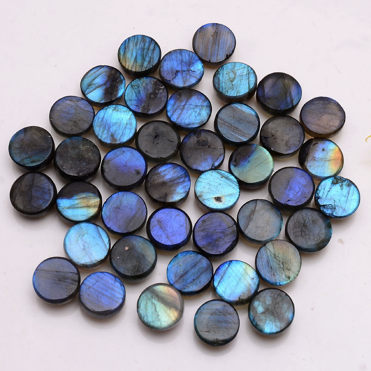 Set 15 Pcs Natural Labradorite Blue Shine 9mm Round Cabochon Loose Gemstones Lot