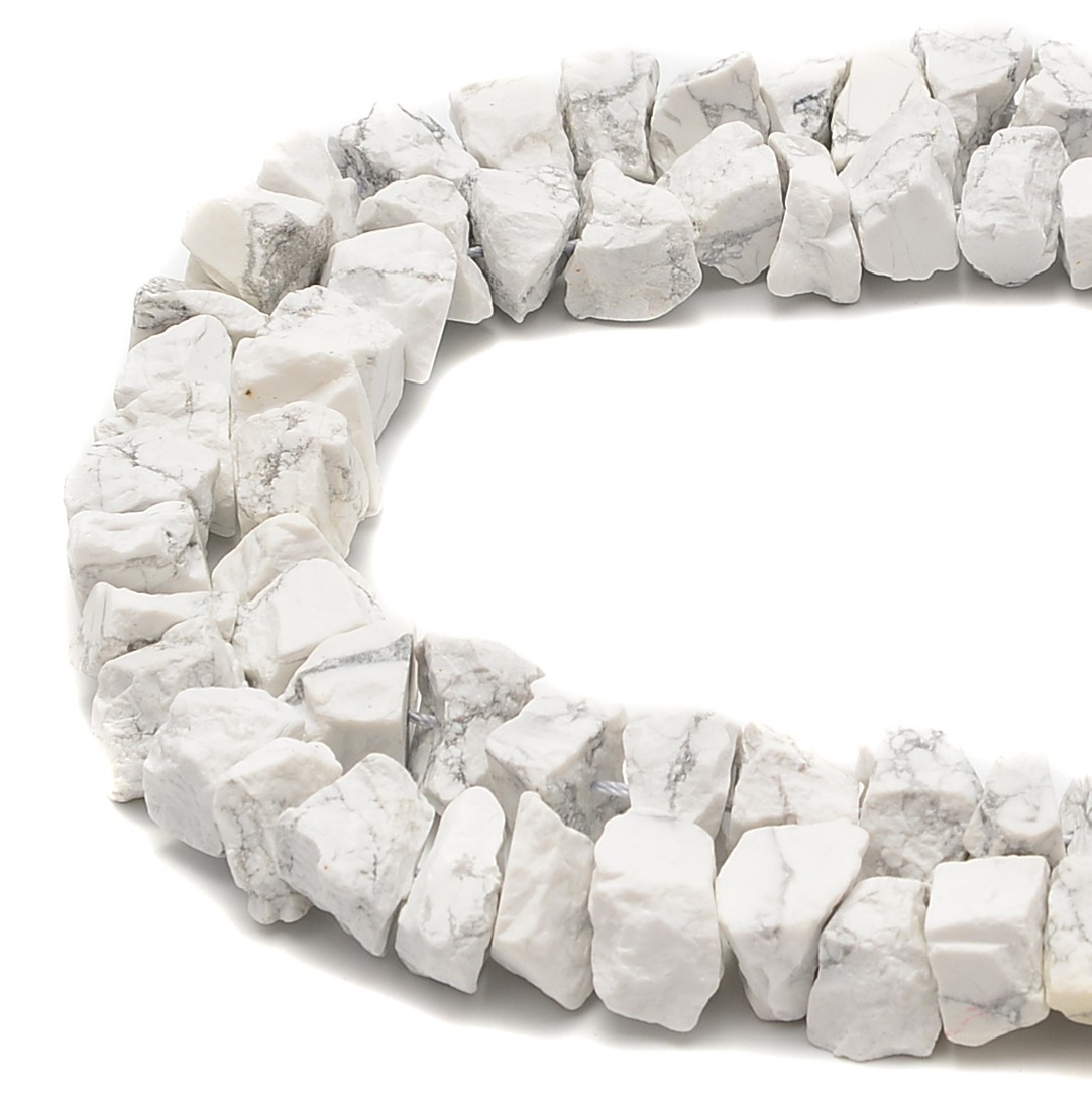 Howlite Rough Nugget Chunks Center Drill Beads Approx 6x17mm 15.5″ Strand