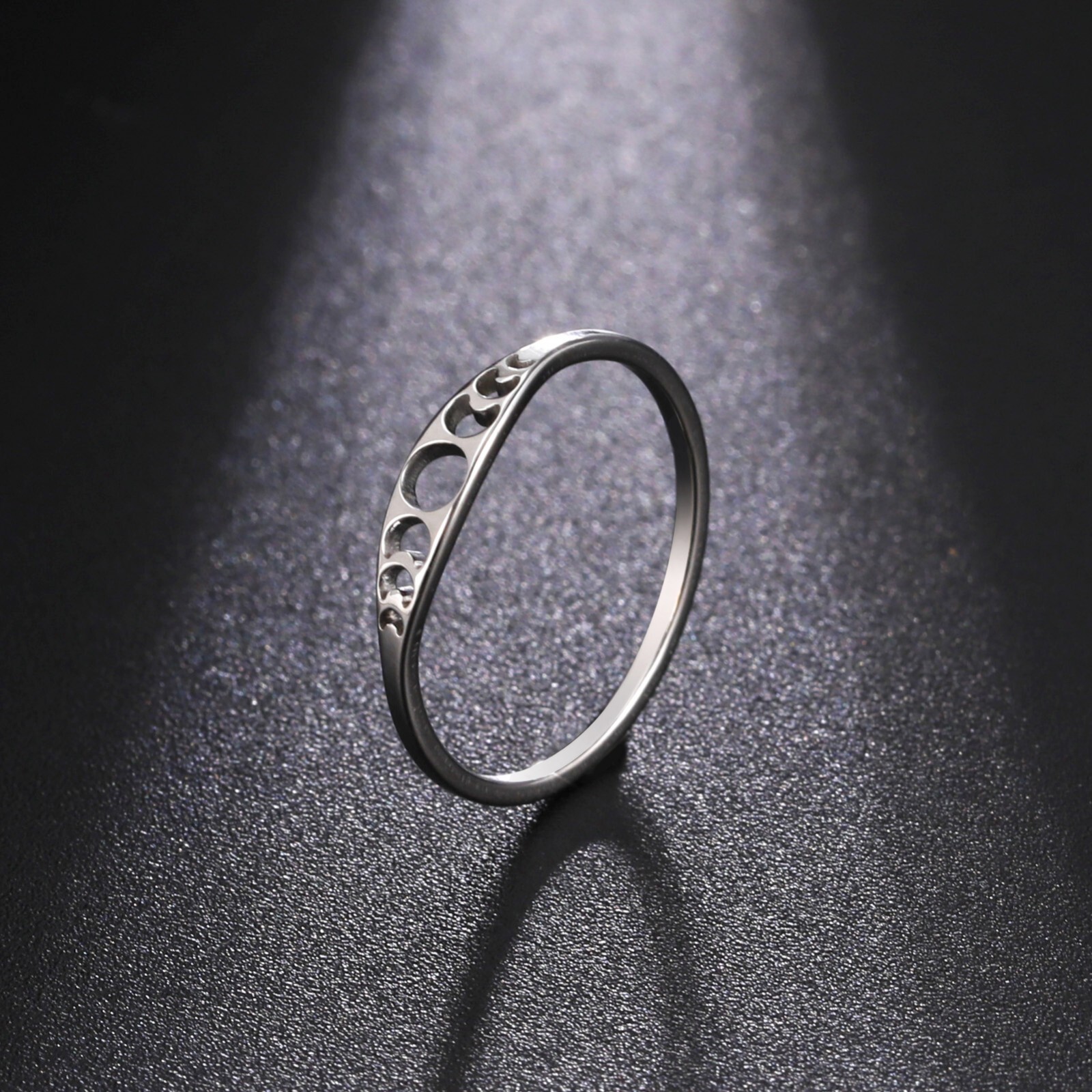 Moon Phase Ring Stainless Steel Crescent Moon Women Rings Witch Amulet Jewelry