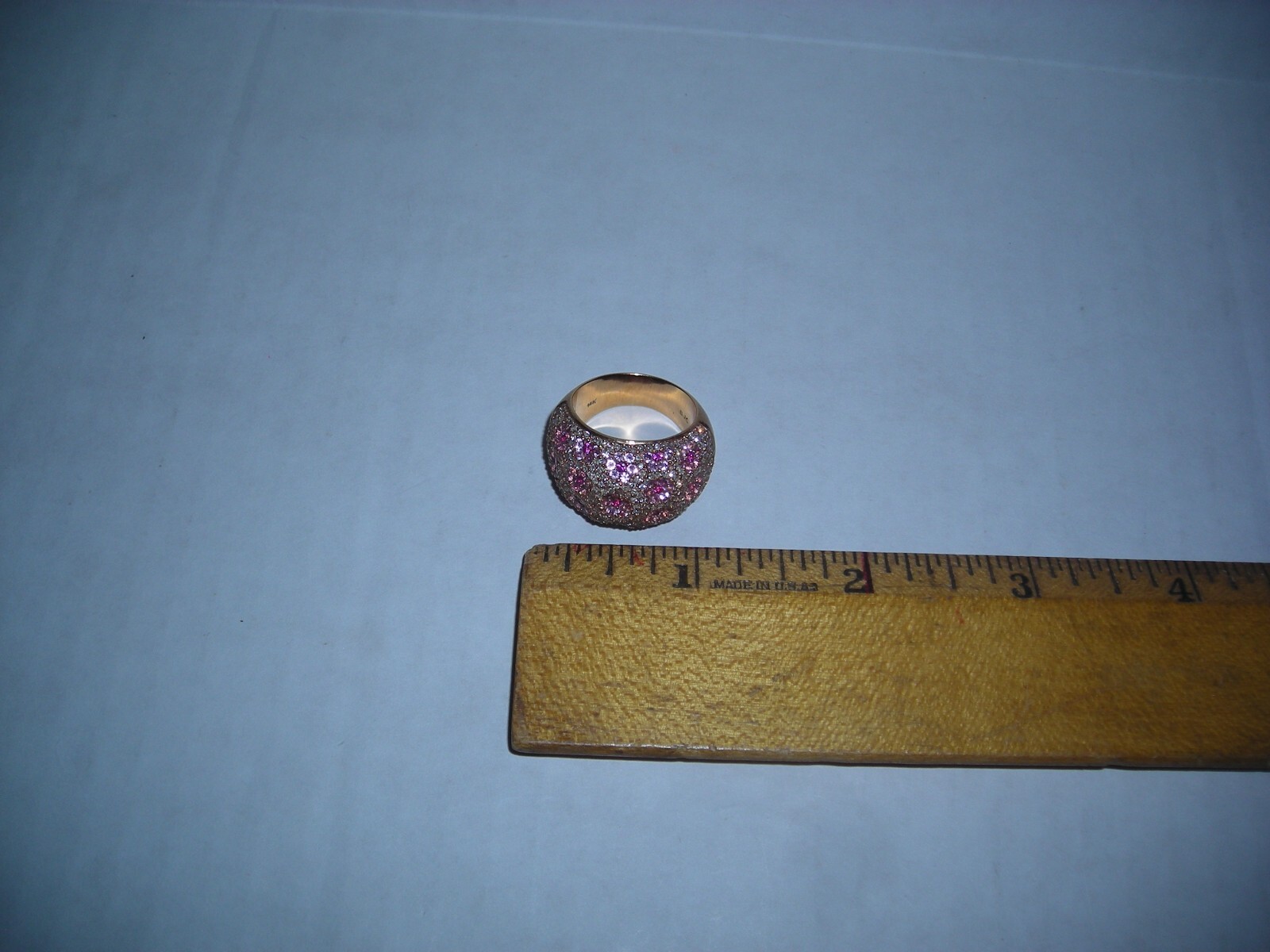 14K PINK SAPPHIRE RUBY DIAMOND FLOWER DOME RING 16 GRAMS BEHNAM BJC 8 GORGEOUS!