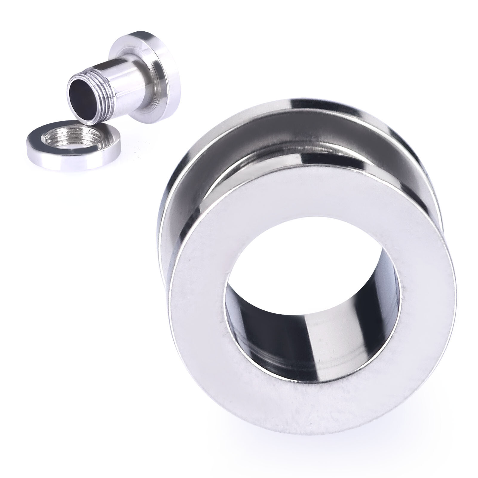 Pair Stainless Steel Screw Ear Gauges Ear Expander Plug Hollow Flesh Tunnel Plug