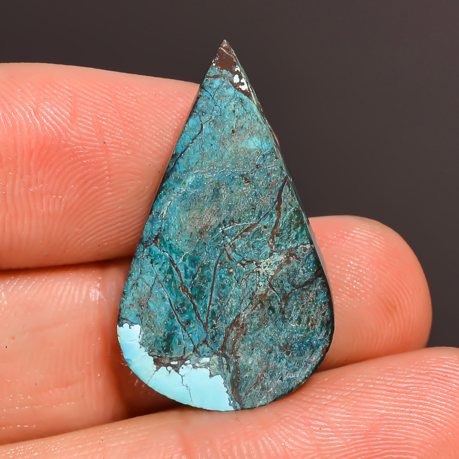 A++ Natural 15.00CT Tibet Turquoise Pear Shape Cabochon 16X28X4mm Tibet Gemstone