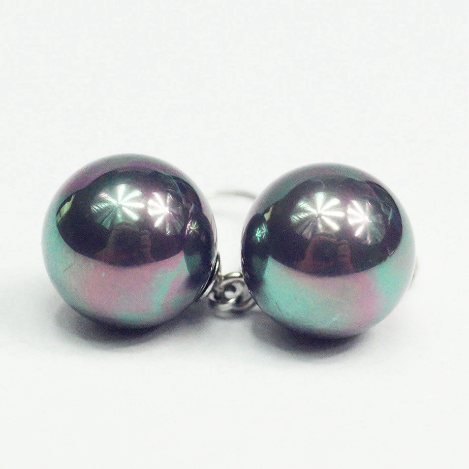 Lucoral Sterling Silver 12.2 mm Imitation Black Pearl Leverback Earrings