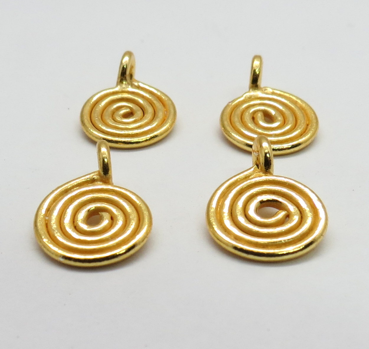 4 Pieces Pendant Charm Gold Sprial Pendant 10mm Round Jewelry Beads Findings
