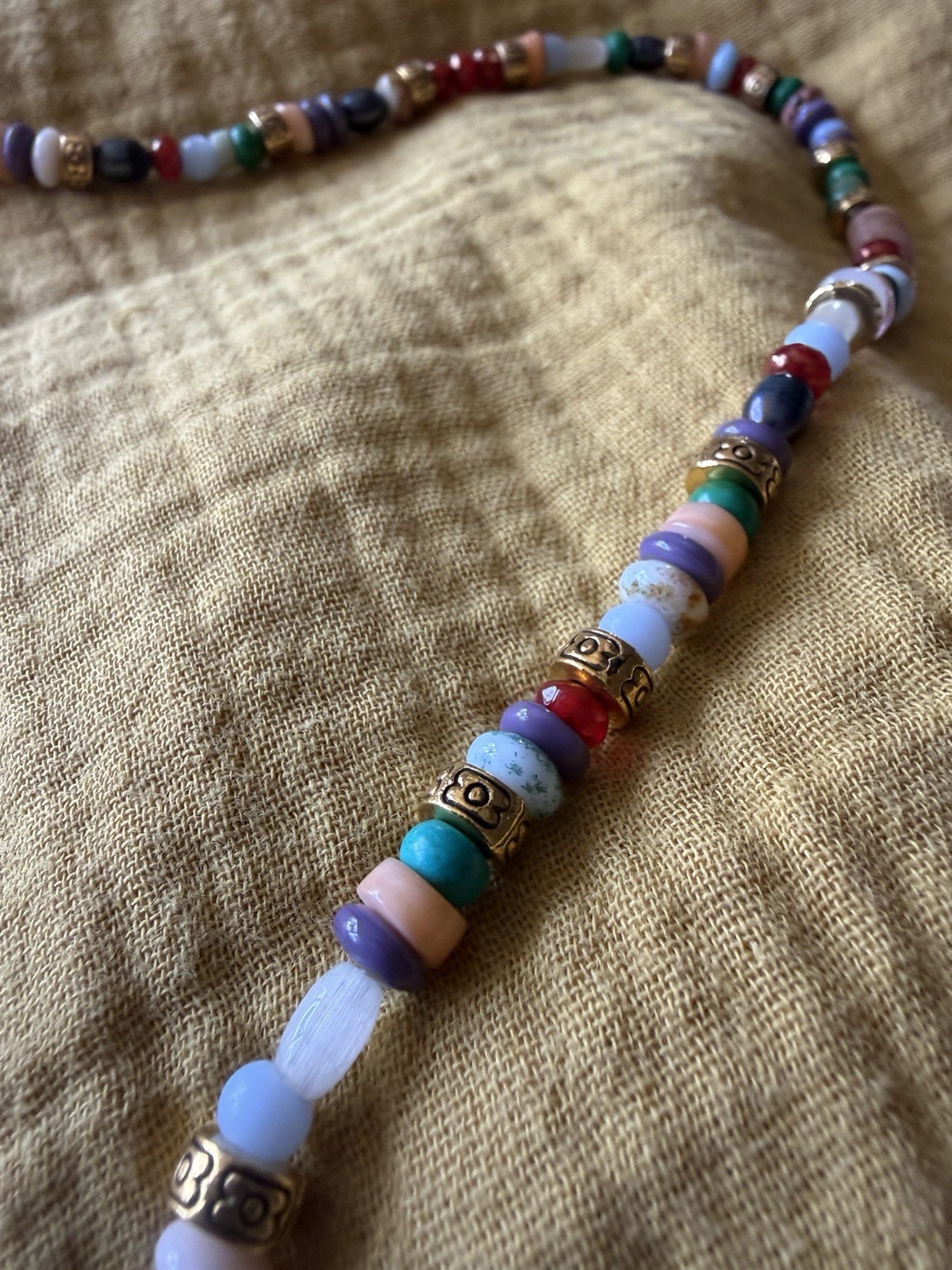 Handmade Multicolor Beaded Necklace Tree of Life Pendant Lobster 20 in