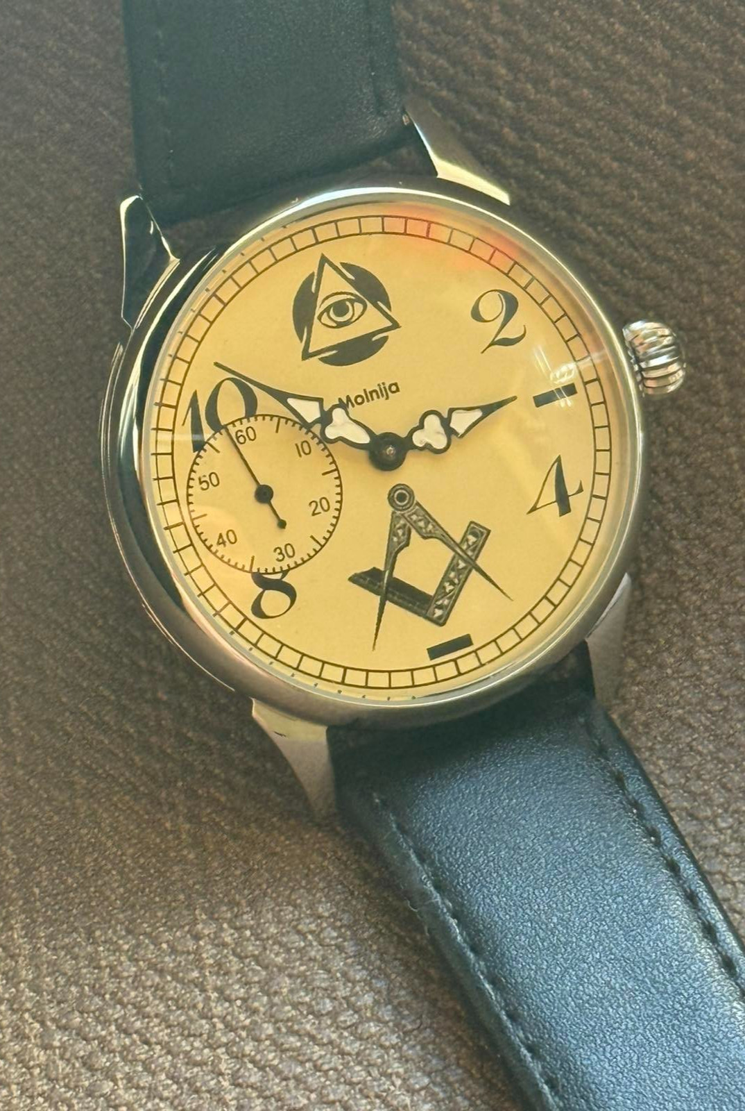 Molnija Masonic Watch Mechanical USSR Soviet Freemason Symbol Old Vintage Pocket