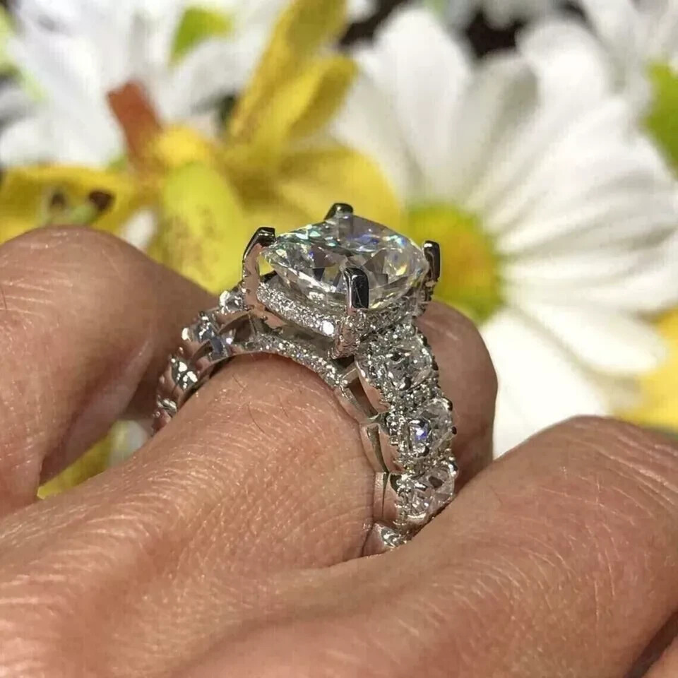 4.30 Ct Cushion Cut Lab Created Diamond Engagement 14K White Gold Filled Ring