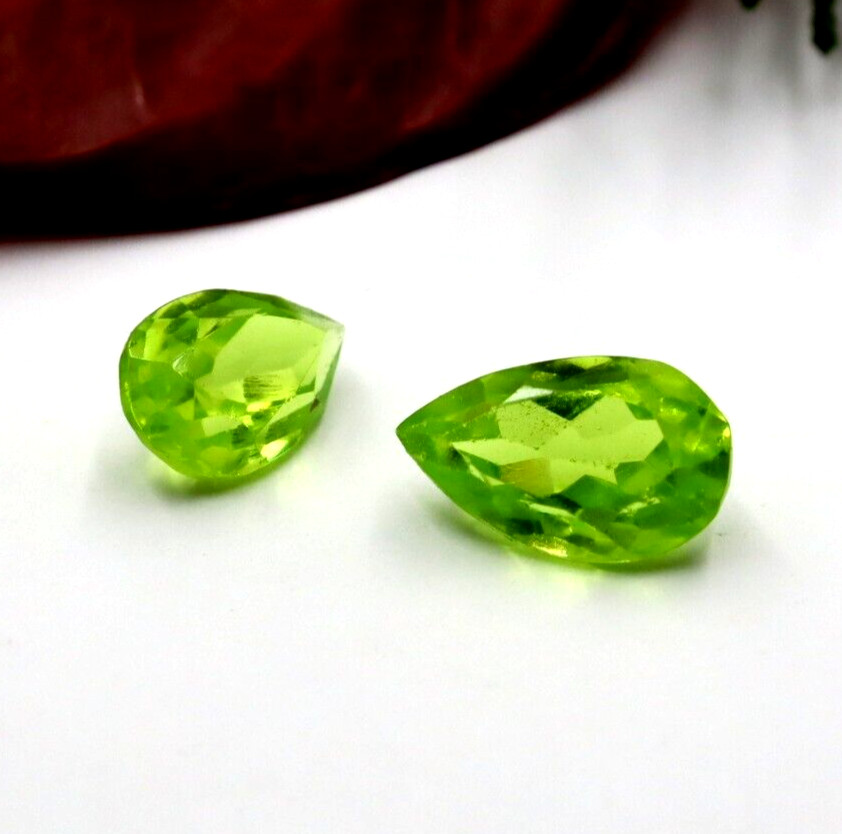 15-16 Ct Pear Cut Pair Natural Green Peridot Certified Faceted Loose Gemstone