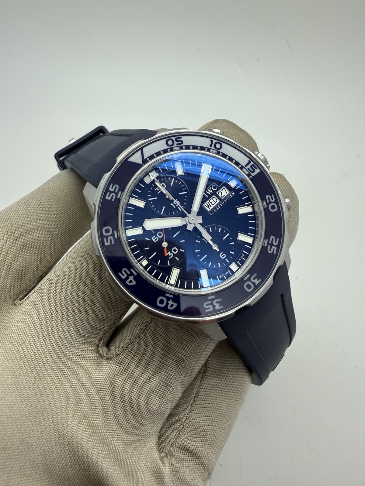 IWC Aquatimer Chronograph Blue Dial Steel 45mm Rubber Automatic Watch IW376711