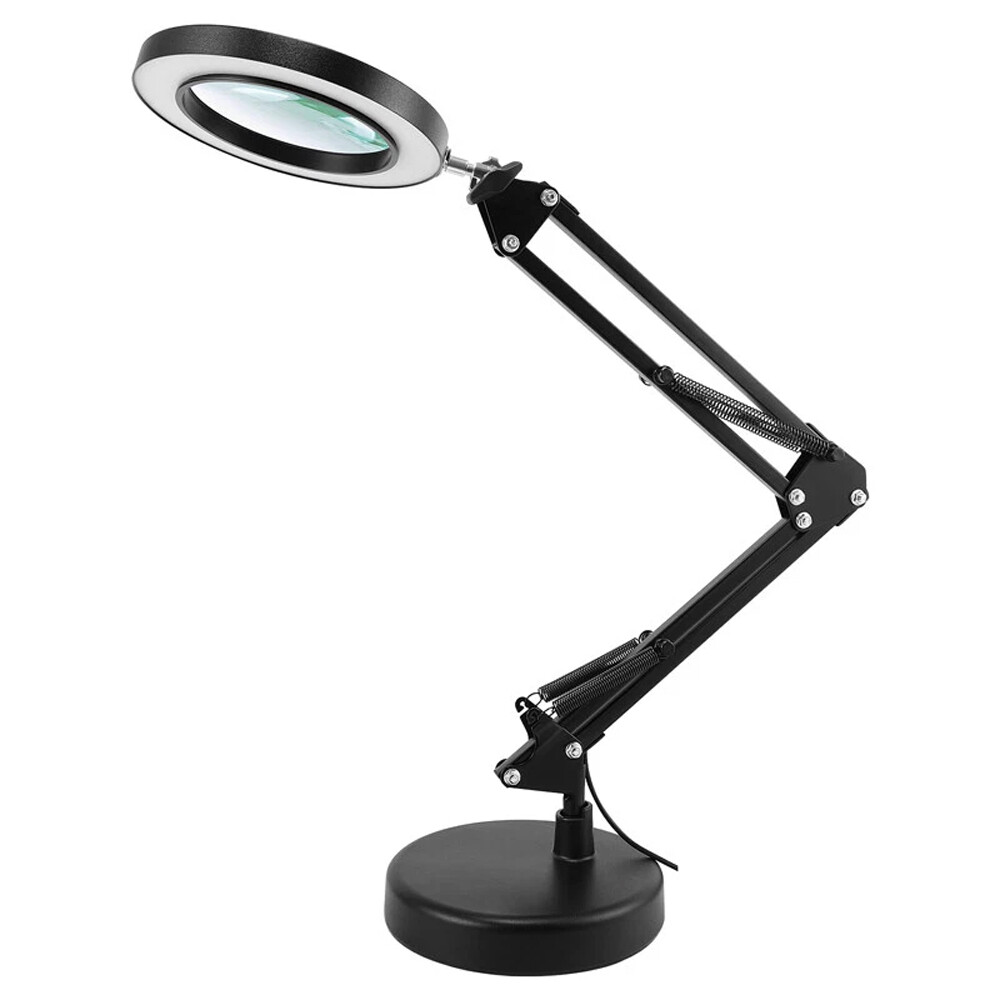 10X Magnifying Glass with Light and Stand, 2-in-1 LED Magnifier Desk Lamp for US