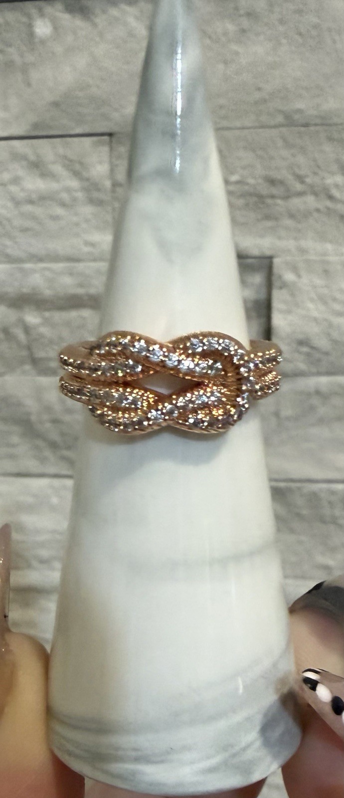 Bomb Party OG Size 7 RG81005 Forget Me Knots Diamond CZ Rose Gold Plating