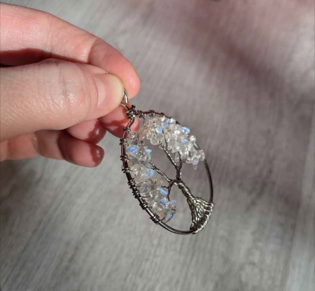 Tree of life Rainbow Moonstone Pendant