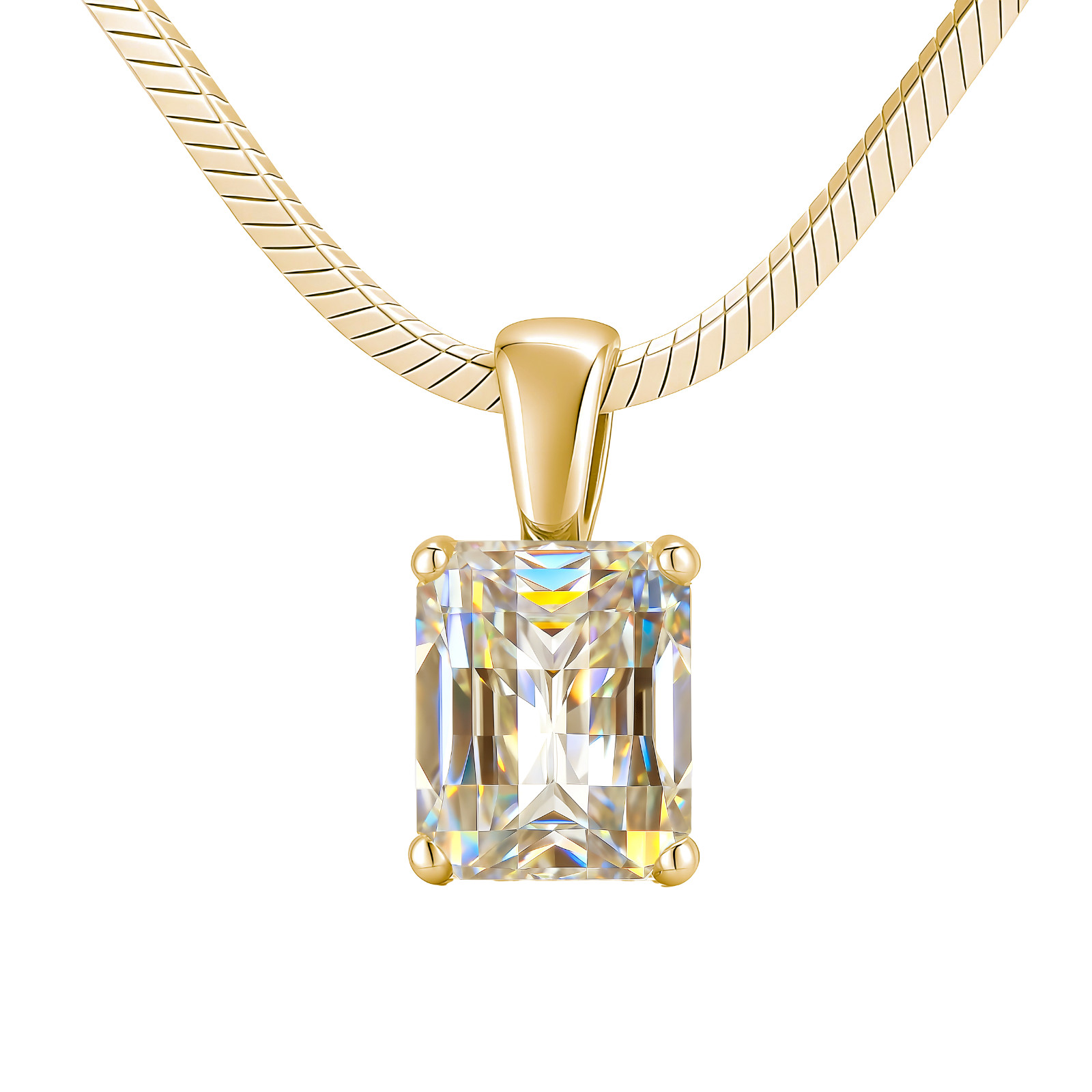 Moissanite Pixel Cut Necklace 4ct – 925 Silver – Clear/Champagne – Limited Edition