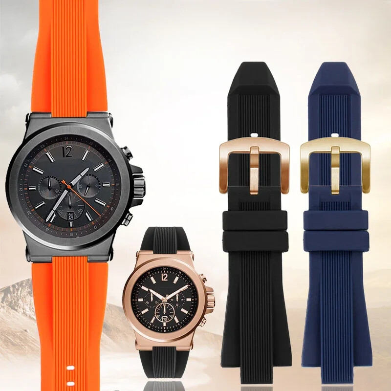 Silicone Watch Straps For Michael Kors Mk8184 8729 8152 8295 13mm Needle Buckle