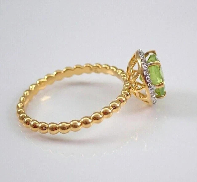2.20Ct Round Cut Lab-Created Peridot Halo Engagement Ring 14K Yellow Gold Plated